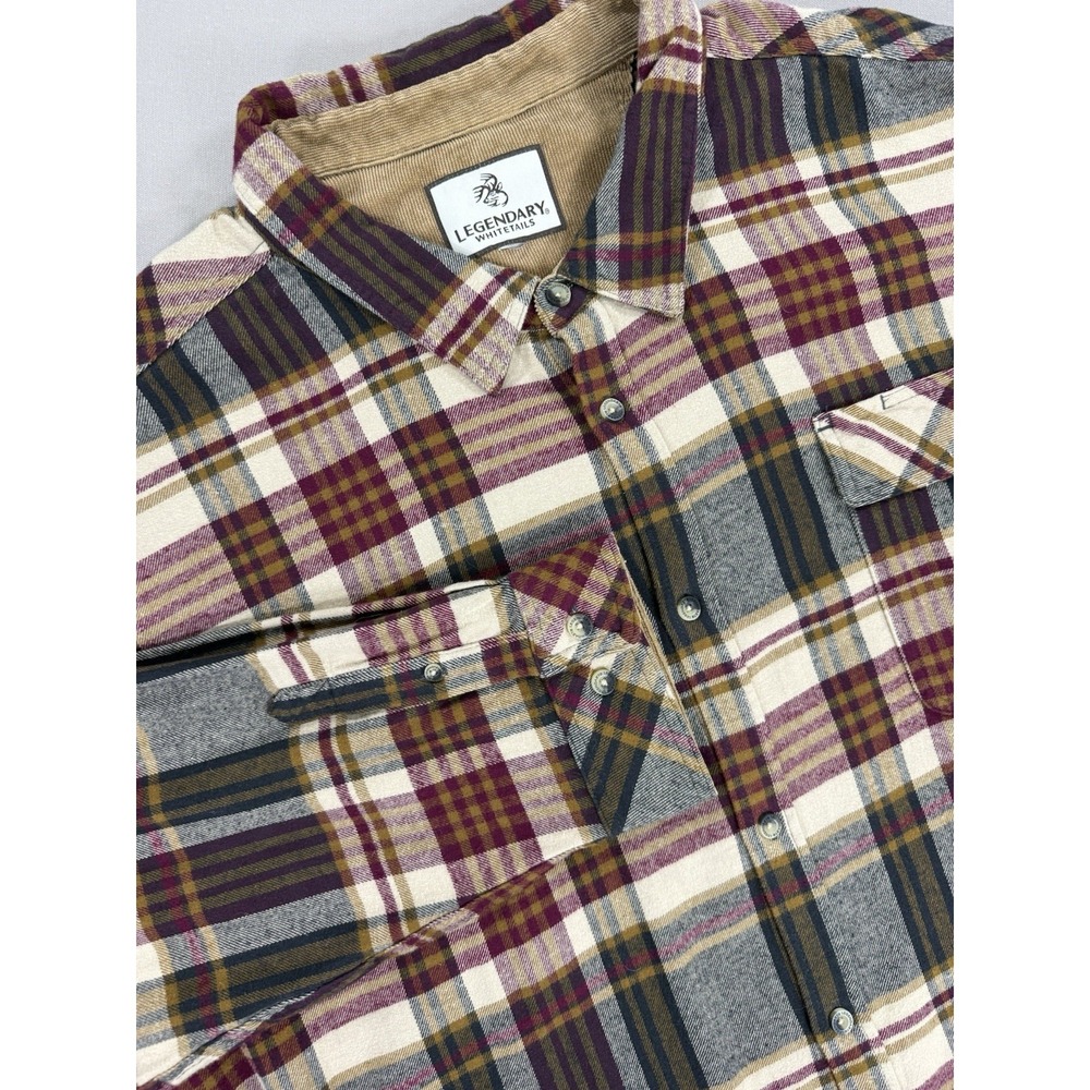 Legendary Whitetail Shirt Men's 3XL Red Black Tan Flannel Plaid Long Sleeve Soft